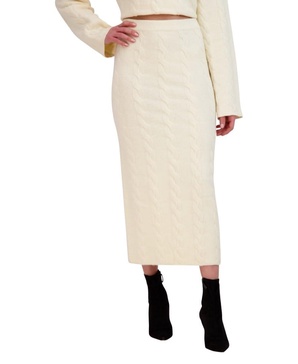 BCBGMAXAZRIA Women's Pull on Cable Knit Midi Pencil Skirt