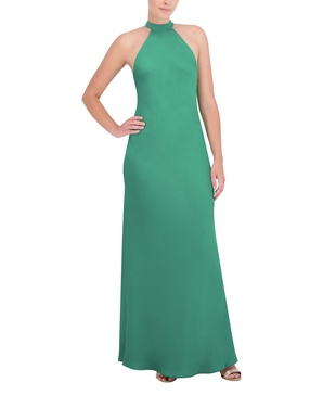 BCBGMAXAZRIA Women's Sleeveless Halter Neck Long Evening Dress