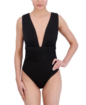 BCBGMAXAZRIA womens Sleeveless Plunging V Neck Bodysuit