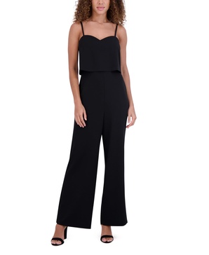 kensie Womens Sleeveless Crepe Sweatheart Jumpsuit