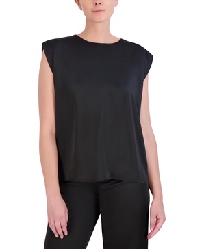 BCBGMAXAZRIA Women's Round Neck Sleeveless Pullover Blouse