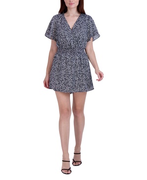 BCBGeneration Women's Surplice Neck Short Flutter Sleeve Pull on Romper