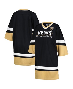 Women's Black Vegas Golden Knights Hurry-Up Offense Boxy V-Neck Half-Sleeve Sneaker Dress