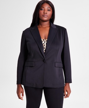 Trendy Plus Size Scuba-Knit Blazer, Created for Macy's