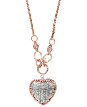 D'Oro by EFFY® Diamond Pavé Diamond Heart Pendant (3/4 ct. t.w.) in 14k Gold or 14k Rose Gold