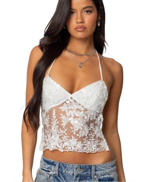 Women's Nyx Backless Sheer Lace Top