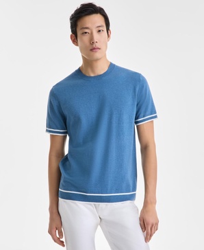 Men's Refined Short Sleeve Textured Sweater, Exclusively at Macy's