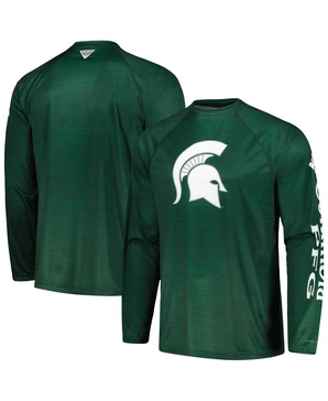 Men's Green Michigan State Spartans PFG Terminal Tackle Omni-Shade Raglan Long Sleeve T-shirt