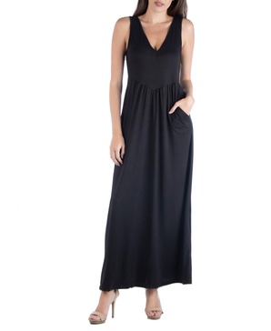 Sleeveless V-Neck Maxi Dress with Pocket Detail