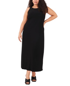 Plus Size Sleeveless Keyhole-Back Crewneck Maxi Dress