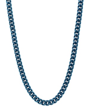 Men's Miami Cuban Link 24" Chain Necklace in Blue Ion-Plated Stainless Steel