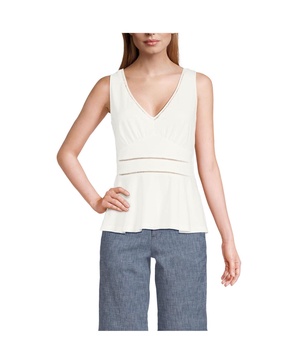 Women's Lightweight Jersey Peplum V-Neck Tank Top