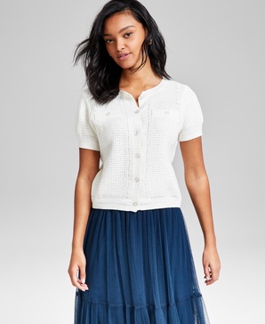 Women's Textured Button-Front Cardigan, Exclusively at Macy's 