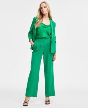 Women's Ruched-Sleeve Blazer, Satin Cowlneck Top & Wide-Leg Pants, Exclusively at Macy's
