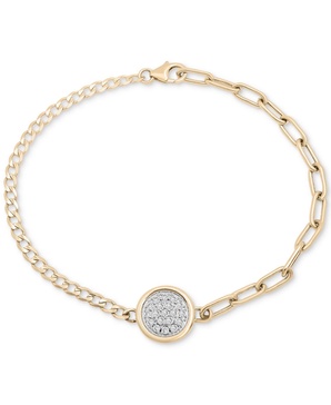 Diamond Pavé Disc Two-Chain Link Bracelet (1/4 ct. t.w.) in Gold Vermeil, Created for Macy's