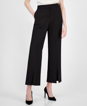 Women's Solid-Color Split-Hem Wide-Leg Pants