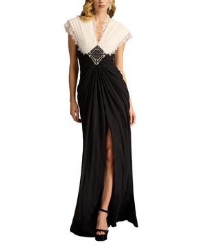 Amelie Lace Trim Chiffon Gown