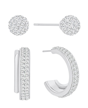 Crystal Ball Stud and Hoop Duo Earring Set