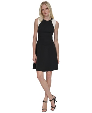 Women's Colorblocked Sleeveless Scuba Crepe Dress