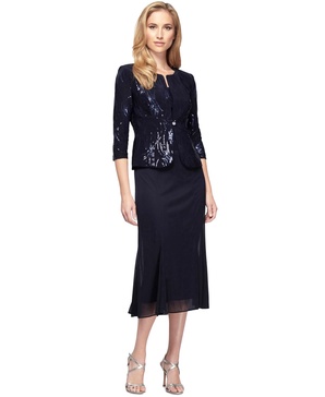 Sequined A-Line Midi Dress and Jacket