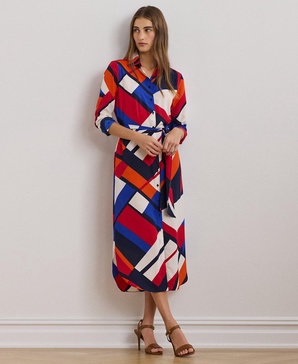 Petite Belted Printed Shirtdress
