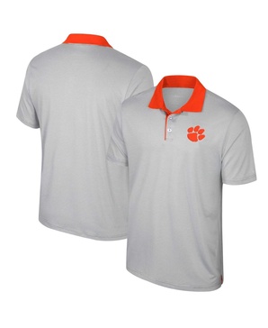 Men's Gray Clemson Tigers Big Tall Tuck Striped Polo