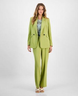 Women's Ruffle-Trim Sleeveless Top, High Rise Belted Pants & Double-Breasted Blazer, Exclusively at Macy's