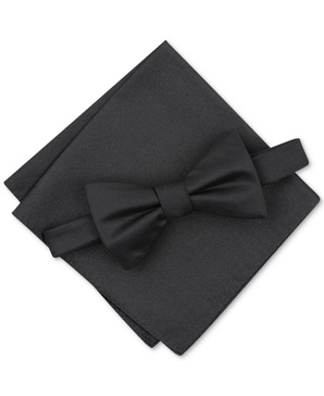 Men's Solid Texture Pocket Square and Bowtie, Created for Macy's