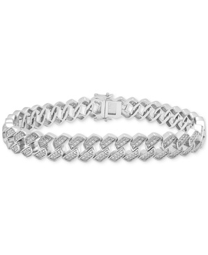 Men's Diamond Curb Link Bracelet (1 ct. t.w.) in Sterling Silver (Also in 14k Gold-plated silver)
