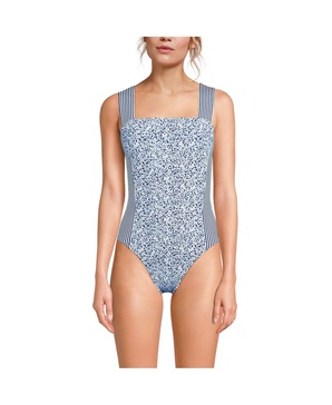 Women's Square Neck High Leg One Piece Swimsuit