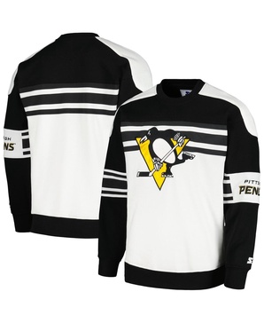 Men's White Pittsburgh Penguins Defense Fleece Crewneck Pullover Sweatshirt