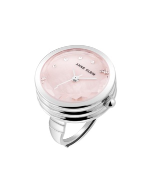 Women's Quartz Pink and Silver-Tone Metal Alloy Ring Watch, 20mm