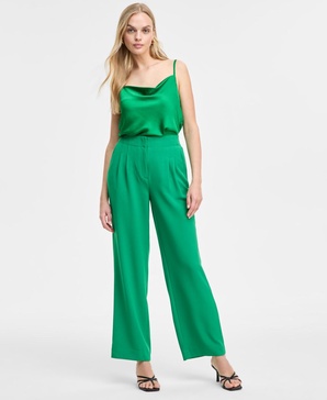 Women's High-Rise Pleated-Front Wide-Leg Pants, Exclusively at Macy's
