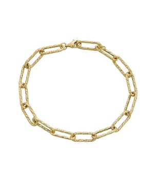 Textured Paperclip Link Chain Bracelet in 10k Gold