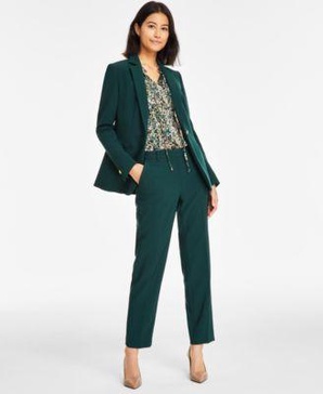 Women's Tulla Printed Tie-Neck Blouse, Mid-Rise Straight-Leg Ankle Pants & Notch-Collar One-Button Jacket