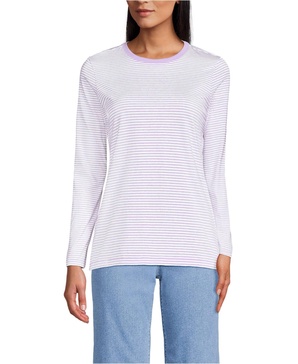 Petite Relaxed Supima Cotton Long Sleeve Crew Neck T-Shirt