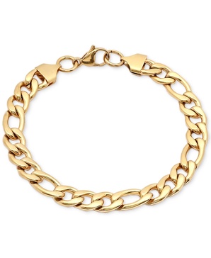 Men's 18k Gold-Plated Stainless Steel Figaro Link Bracelet