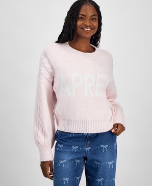 Women's Cable-Knit-Detail Graphic Sweater, Exclusively at Macy's