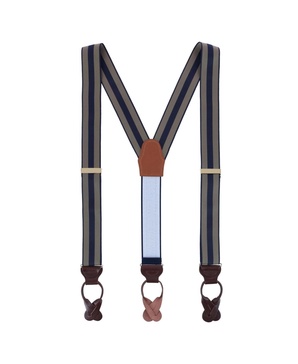 Men's Balint 38MM Striped Non Stretch Grosgrain Ribbon Button End Suspenders