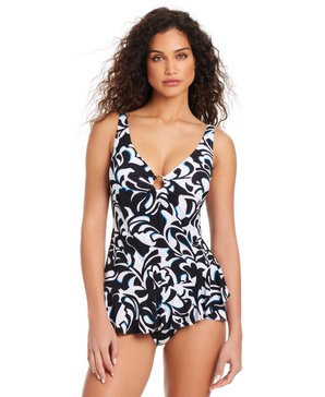 Women's Opposites Attract Ruffled Swimdress