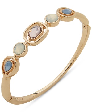 Gold-Tone Multi-Stone Hinge Bangle Bracelet