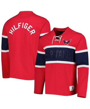 Men's Red Washington Capitals Walter Lace-Up Long Sleeve Top