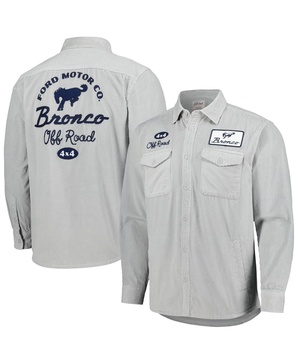 Men's Gray Bronco Reynolds Corduroy Button-Up Long Sleeve Shirt