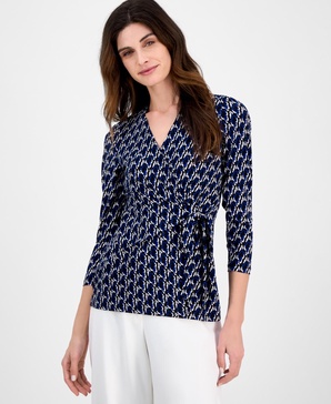 Printed Tie-Waist Top