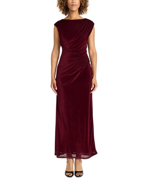 Women's Shirred Velvet Mesh Bodycon Dress