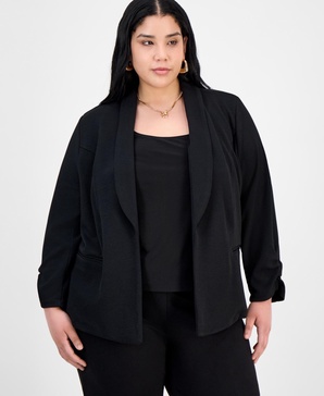 Trendy Plus Size Knit Drape-Front Blazer, Created for Macy's