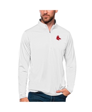 Men's White Boston Red Sox Tribute Quarter-Zip Pullover Top