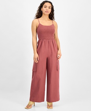 Petite Repeat Cargo-Pocket Jumpsuit, Exclusively at Macy's