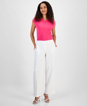 Women's Crepe Pull-On Wide-Leg Pants, Regular & Petite Sizes