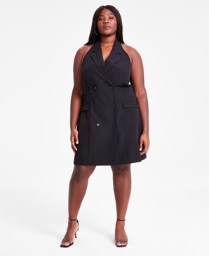 Trendy Plus Size Halter Sleeveless Blazer Dress, Exclusively at Macy's 